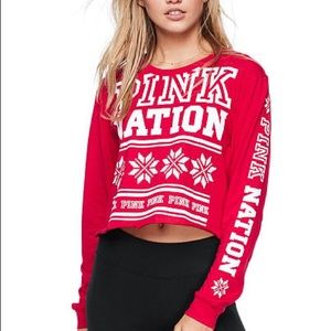 PINK VS Christmas Cropped Tee NWT